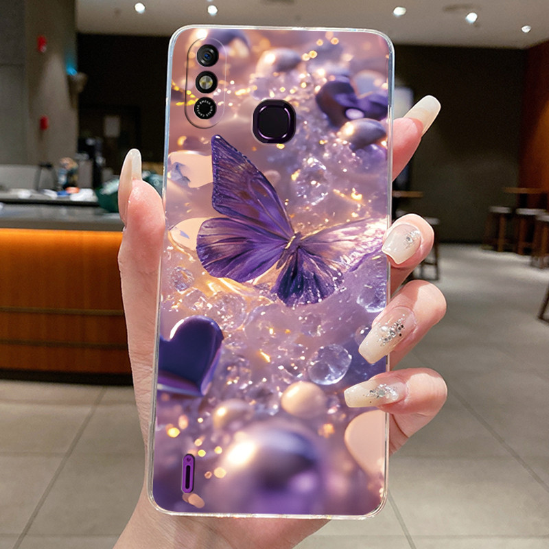 สําหรับ Infinix สมาร์ท 4 4c กรณีหรูหราแฟชั่นผีเสื้อดอกไม้ซิลิโคน Jelly ปกหลังสําหรับ Infinix สมาร์ท 4 X653 เคสโทรศัพท์ - รูปที่ 3