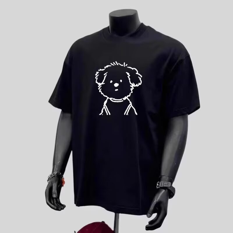 2026 American Street Wear oversize Fun พิมพ์ผ้าฝ้ายหนักแขนสั้นเสื้อยืดผู้ชายลําลองหลวมทุกการแข่งขันด