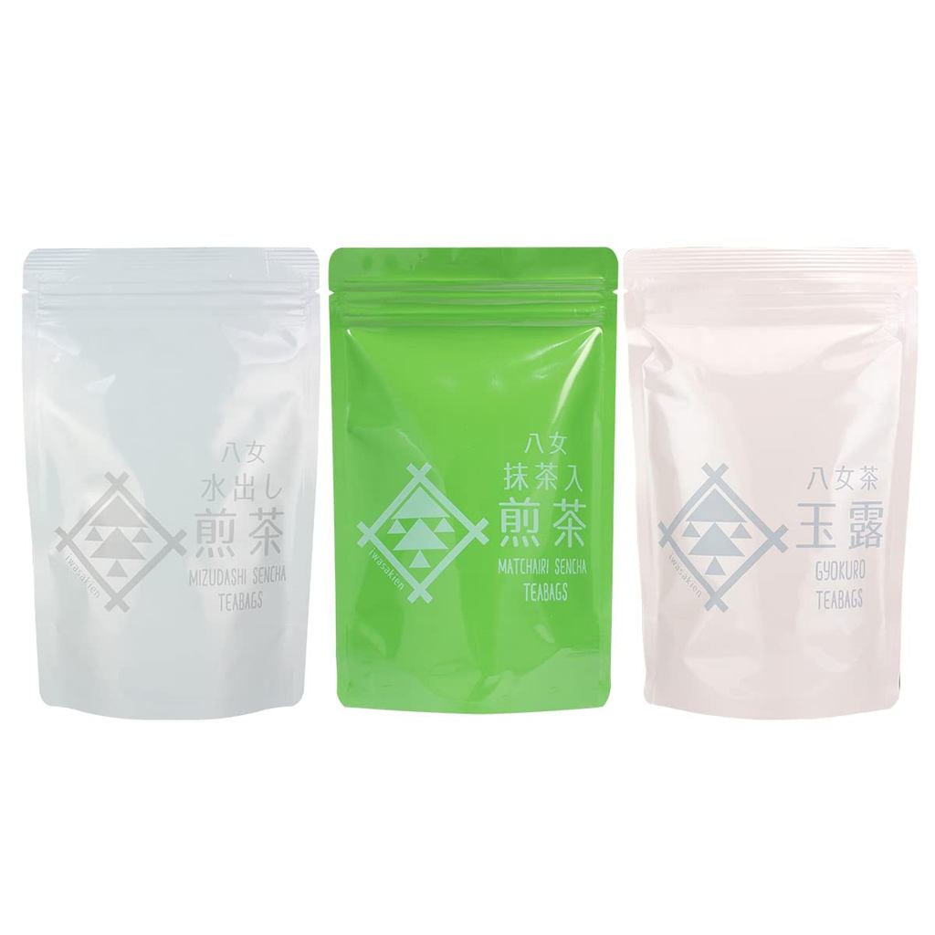 Yame Tea Tea Bag Set - Delicious Cold Brew Tea, 3 Types: Gyokuro, Matcha-infused Sencha, and Sencha 