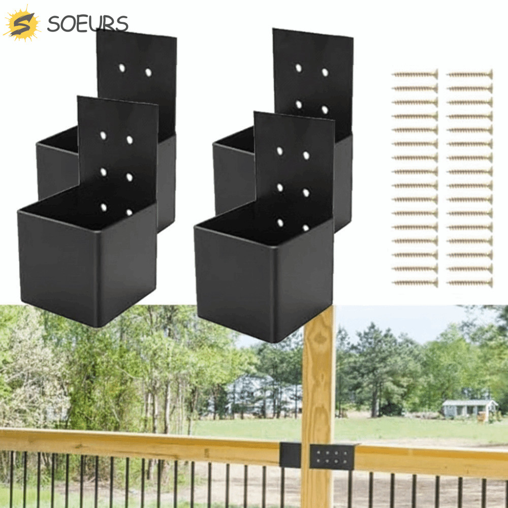 SOEURS Deck Railing Connector, ติดผนังทนทาน Pergola Bracket, สกรูสีดํา Heavy Duty โลหะ Pergola อุปกร
