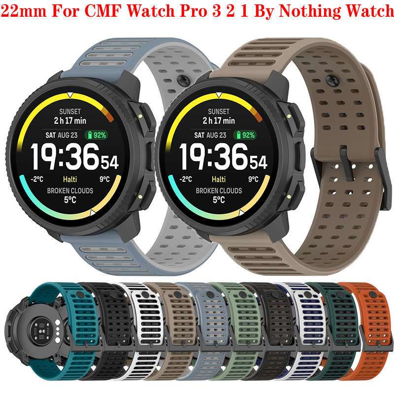 22 มม.ซิลิโคน Repalce Band สําหรับ CMF Watch Pro 3 2 1 โดย Nothing Watch Pro3 สายนาฬิกาสายรัดข้อมือแ