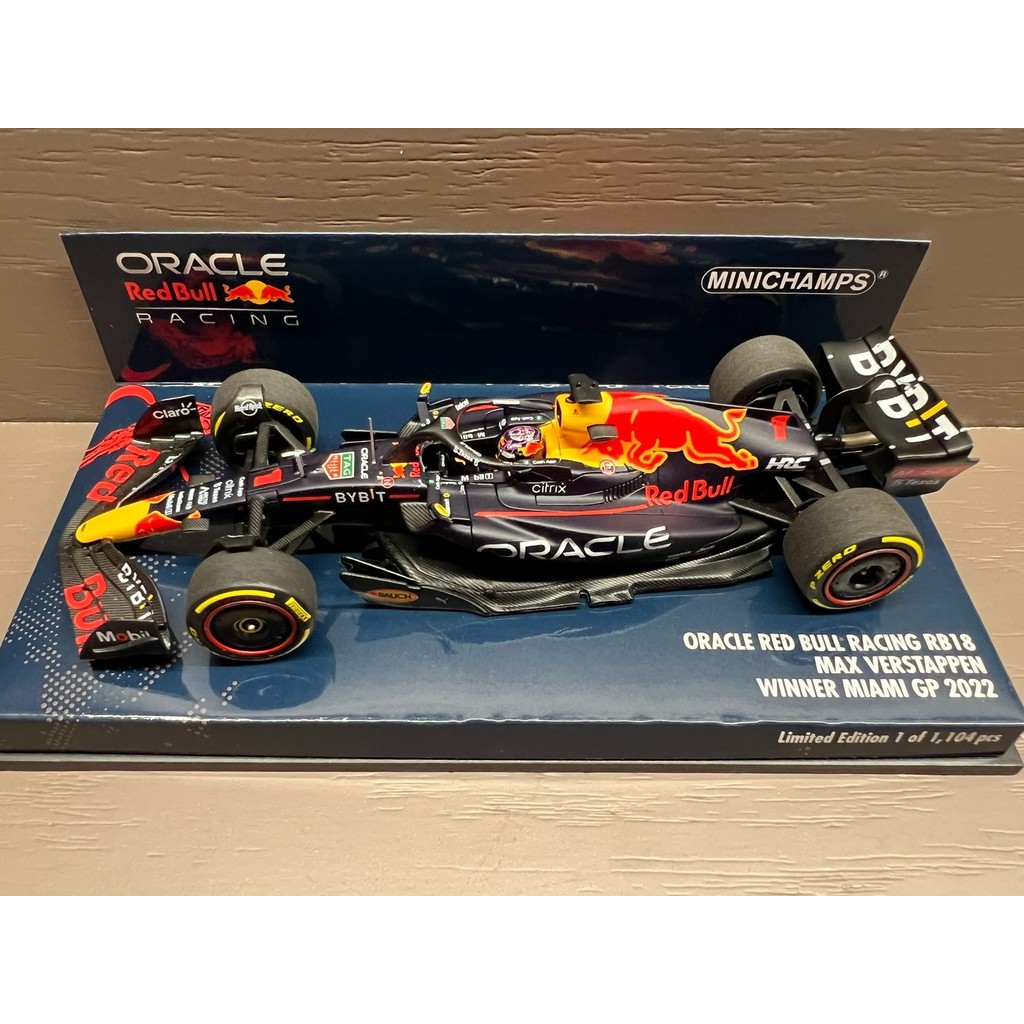 ((จัดส่งด่วนแอร์ขนส่ง) Mini Cut minichamps 1: 43 Red Bull Fleet 2022 Miami Station f1 Racing Car rb1