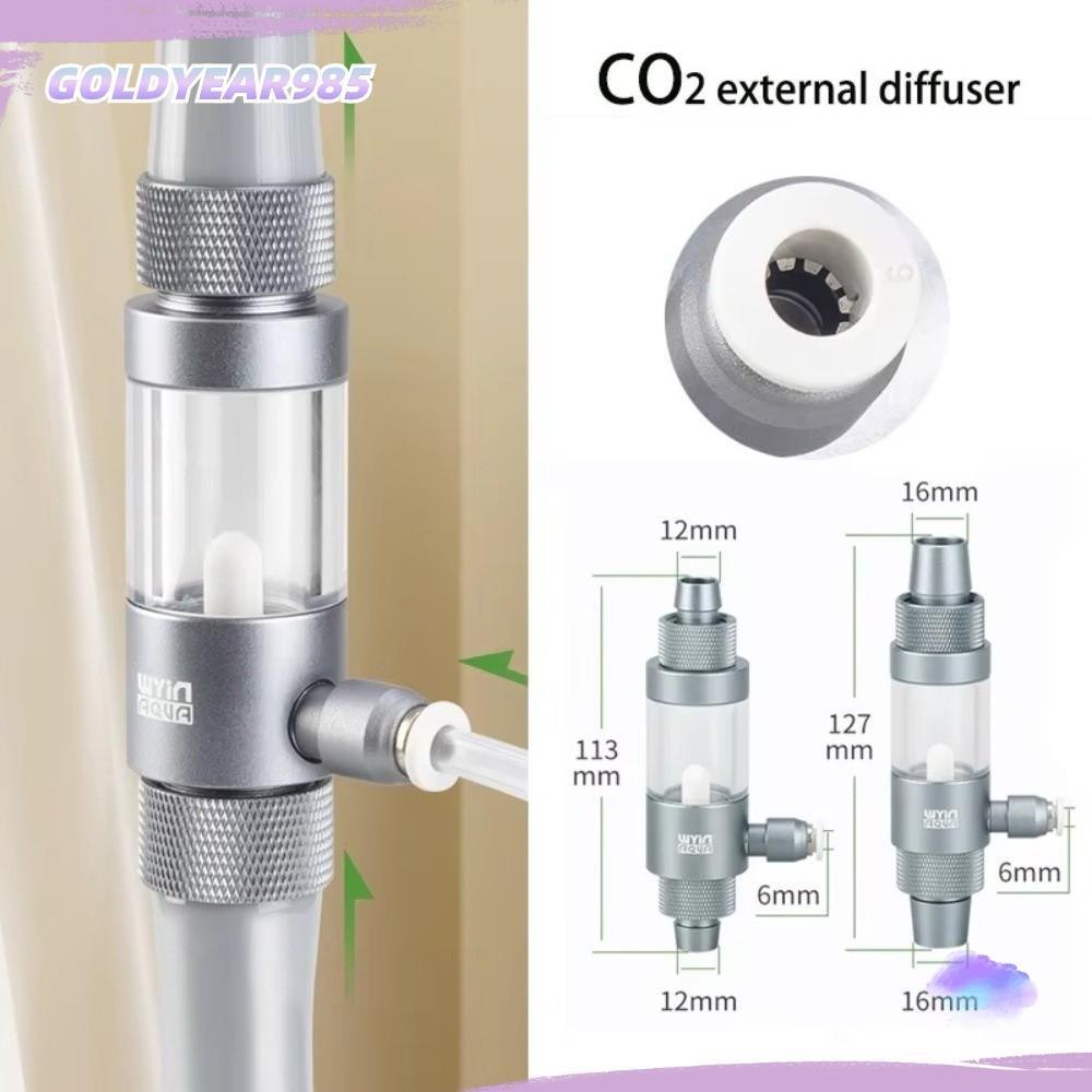 GOLDYEAR985 CO2 เครื่องพ่นยาภายนอก, Anti Reflux Observable Aquarium CO2 Diffuser, ถังปลา CO2 อุปกรณ์