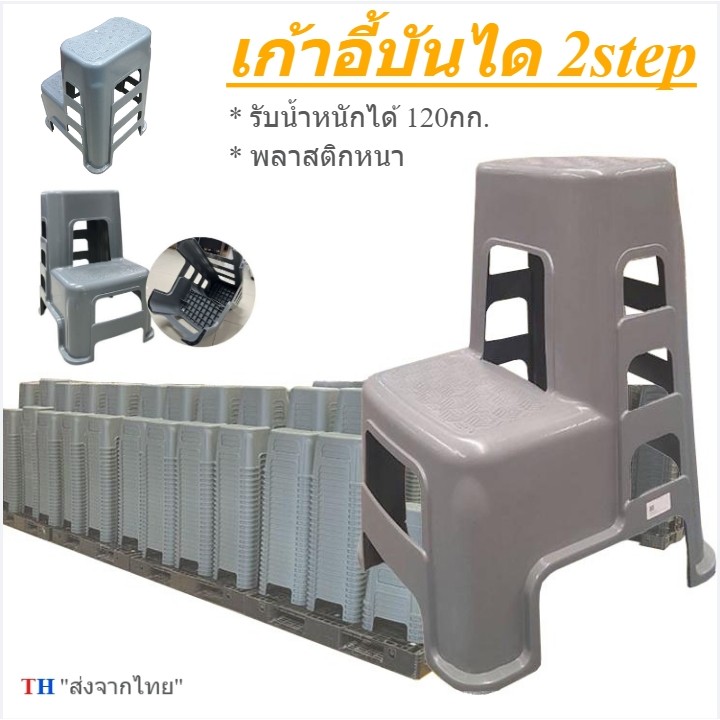 เก้าอี้บันไดพลาสติก 2ขั้น (Step Stool) เก้าอี้ล้างรถ สตูลอเนกประสงค์ หนาพิเศษ รับน้ำหนักได้ 120กก.