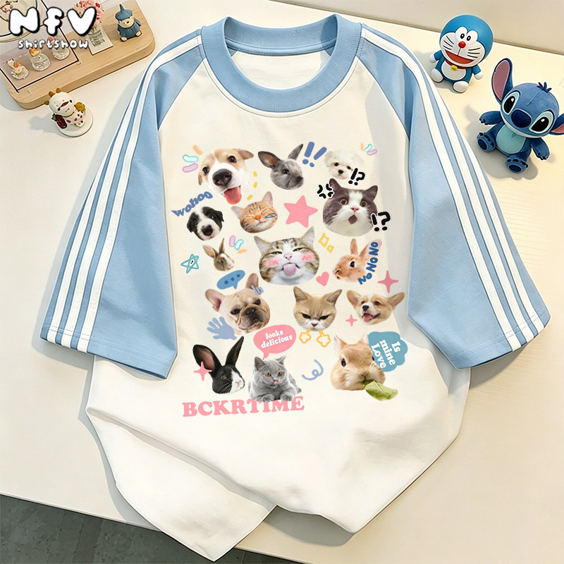 【จัดส่งตลอด 24 ชั่วโมง】NFV สไตล์เกาหลี✨เสื้อยืดเปล่า เสื้อยืดทรงหลวม ดีไซน์คลาสสิค ลายสัตว์น่ารัก ระบายอากาศ YG4626