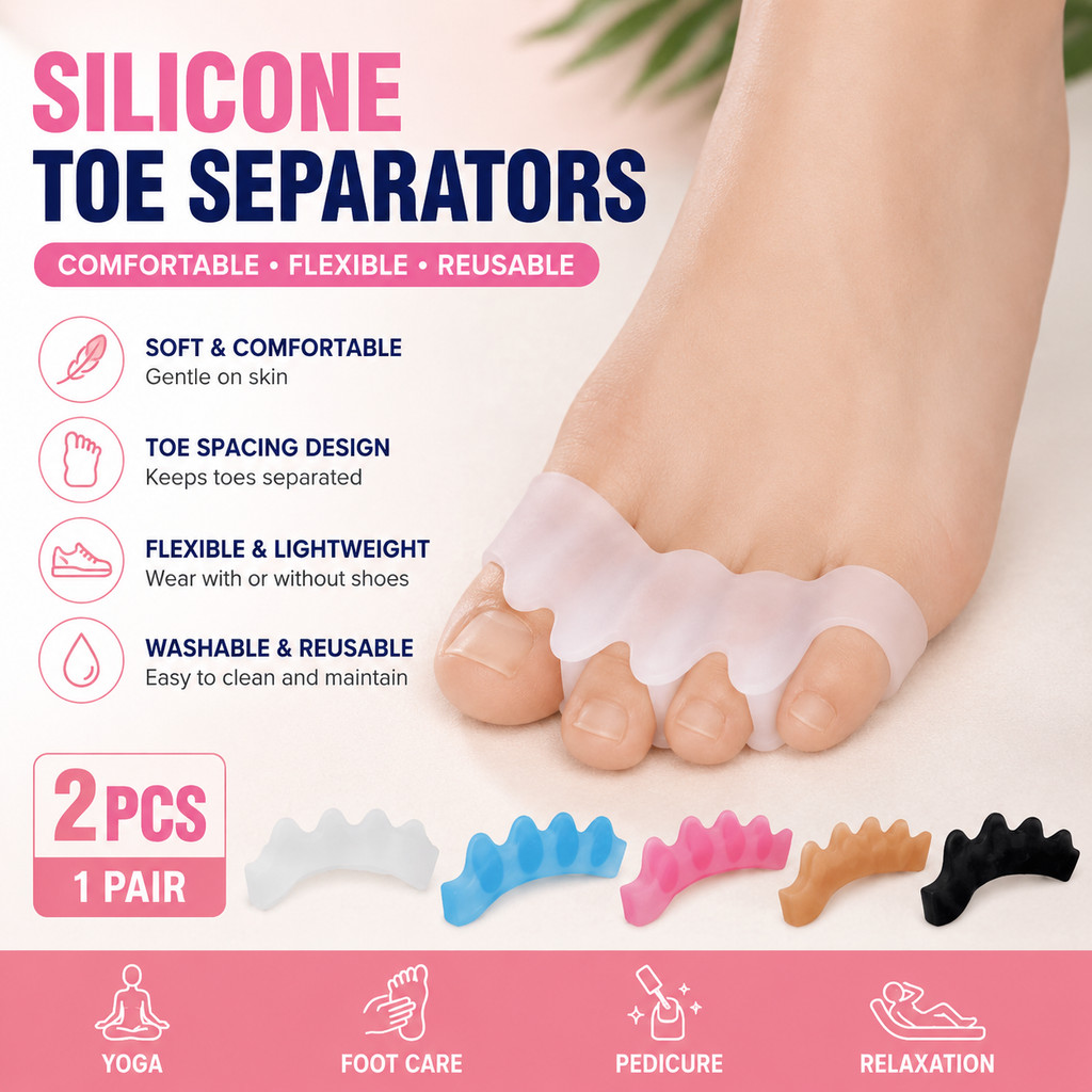 2pcs ซิลิโคน Toe Separators Soft Toe Spacers สําหรับสวมใส่ทุกวัน Pedicure โยคะ Recovery Foot Care สําหรับผู้ชายและผู้หญิงยืดหยุ่น Toe Spacing โครงสร้าง