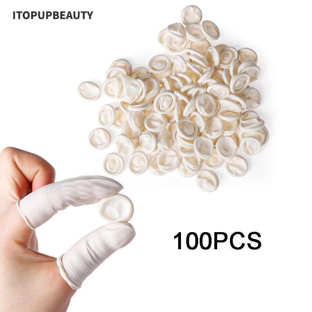 ITOPUPBEAUTY 100PCS Finger Cots ธรรมชาติปลายนิ้วป้องกันเล็บเครื่องมือถุงมือป้องกัน