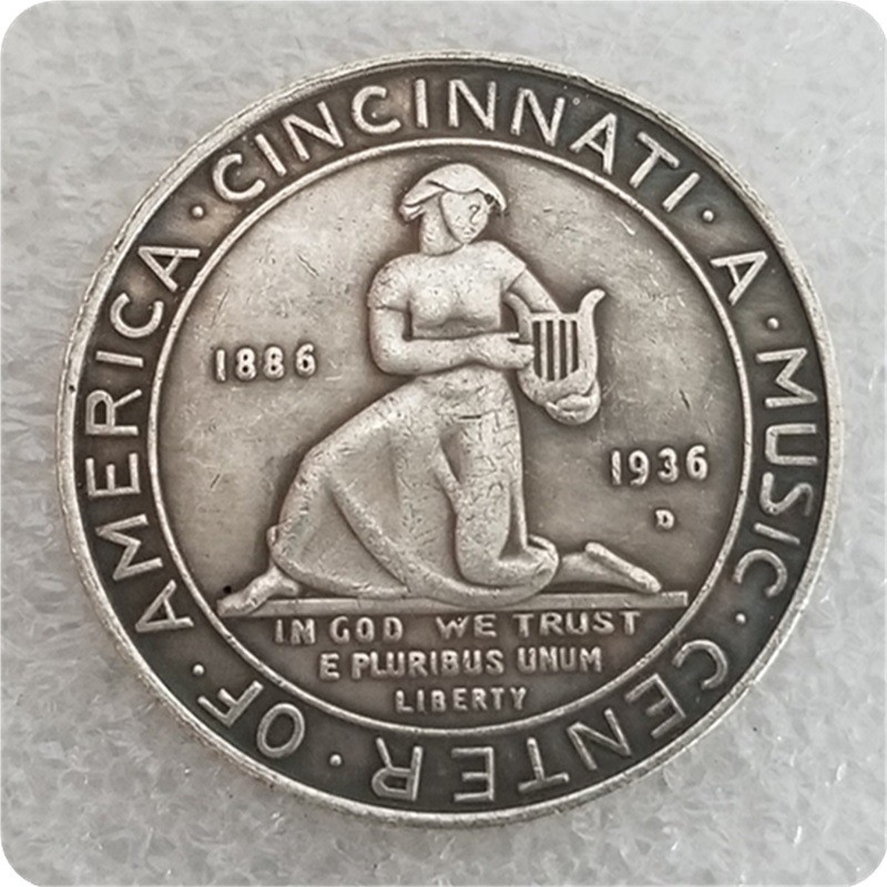 งานฝีมือโบราณ American Half Dollar D: CINC Silver Dollar Commemorative Coin Collection#1579仿古工艺品美国半元