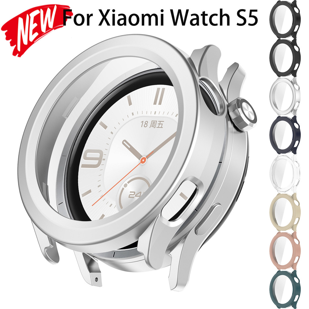 เคส + กระจกนิรภัยสําหรับ Xiaomi Watch S5 Hard Pc กันชน Anti-scratch Film สําหรับ Xiaomi Miband S5 ป้