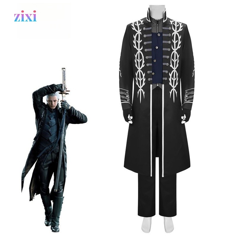 ชุดคอสเพลย์ Devil May Cry 5 Vergil เกมจําลอง ชุดเสื้อโค้ทท่อ ชุดการแสดงบนเวทีคอสเพลย์เล่นตามบทบาท