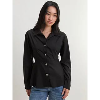 [Pomelo] เสื้อเชิ้ตแขนยาวเข้ารูปช่วงเอว / Peplum Shirt