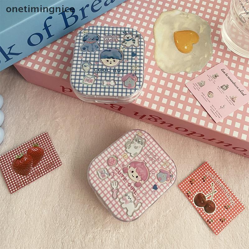 Onetimingnice การ์ตูนน่ารัก Mini คอนแทคเลนส์กรณีคอนเทนเนอร์กล่องชุดเดินทางแบบพกพา OTN
