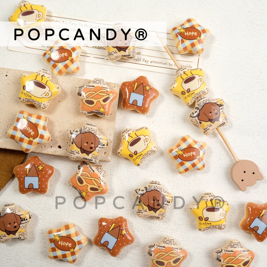 DIY อะคริลิค Retro American Star อุปกรณ์ตกแต่งสำหรับโทรศัพท์มือถือและกระเป๋า พร้อมโซ่แขวนและลูกปัด
