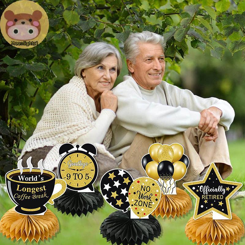 Moonlights1 9 ชิ้นของตกแต่งงานปาร์ตี้เกษียณ, ck และสีทองของตกแต่งโต๊ะเกษียณ, ช่องกลางงานเกษียณอายุสํ