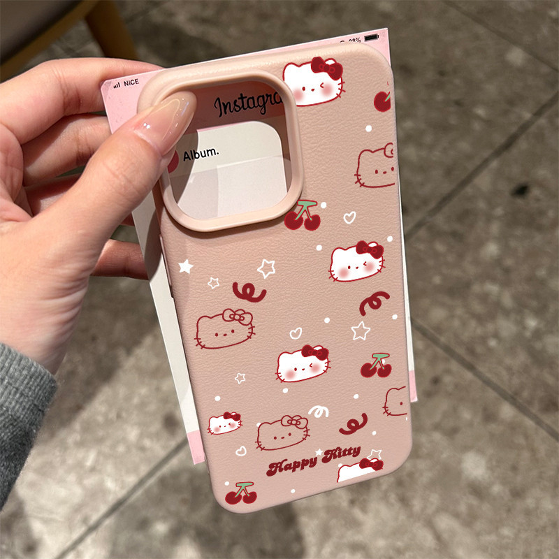 ดีไซน์แมวเชอร์รี่ เคส IPhone 17 16 15 12 14 13 11 Pro Max 7 8 Plus XS Max XR เคสโทรศัพท์