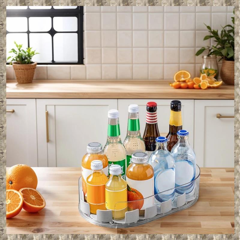 [uhktyltui123.th] Turntable Organizer สําหรับตู้เย็นหมุนชั้นเก็บตู้เย็นกล่องเก็บสําหรับตู้ครัว A