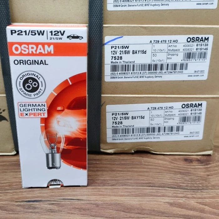 OSRAM P21/5W 7528 1016 HALOGEN BULB MENTOL BREK MENTOL BELAKANG MOTOR BRAKE BULB (สีขาว)