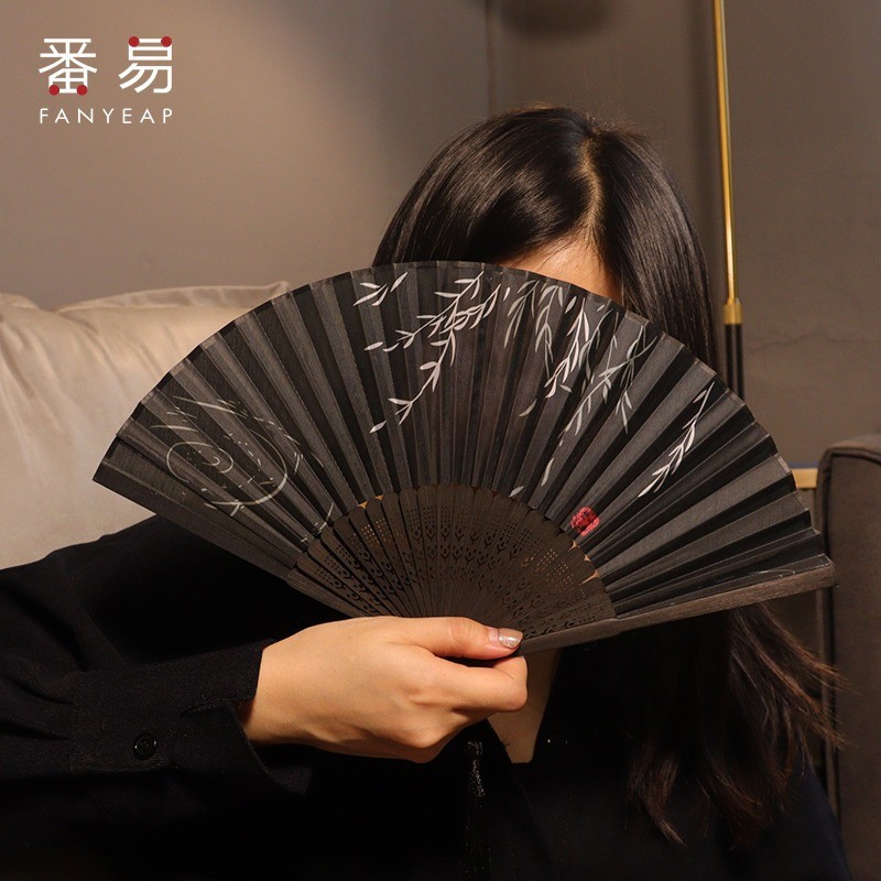 -10Y/10Y พัดลมพับ A1J60-พัดลมจีนโบราณ Hanfu ภาพถ่าย Cheongsam Tian ลูกไม้ 12.09 q