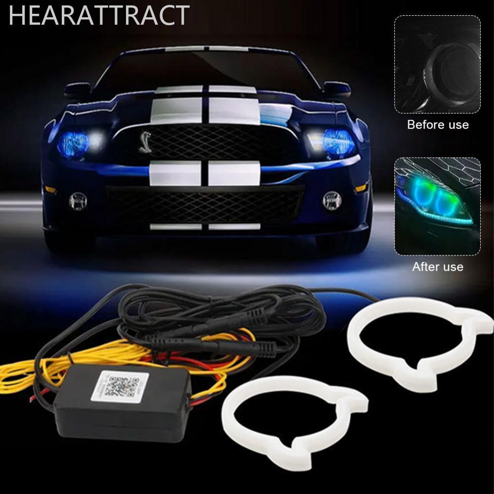 HEARATRACT ไฟหน้ารถสไตล์ปีศาจหัวใจ LED Angel Eye แหวน APP ควบคุม RGB เปลี่ยนสี DRL สําหรับไฟหน้ารถกา