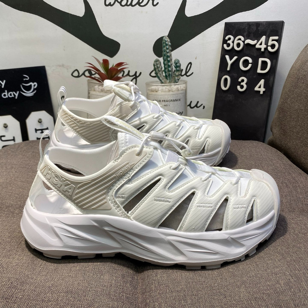 Hoka Hopara 1 รองเท้าแตะสําหรับผู้ชายและผู้หญิงชายหาดกันลื่นระบายอากาศสีขาว
