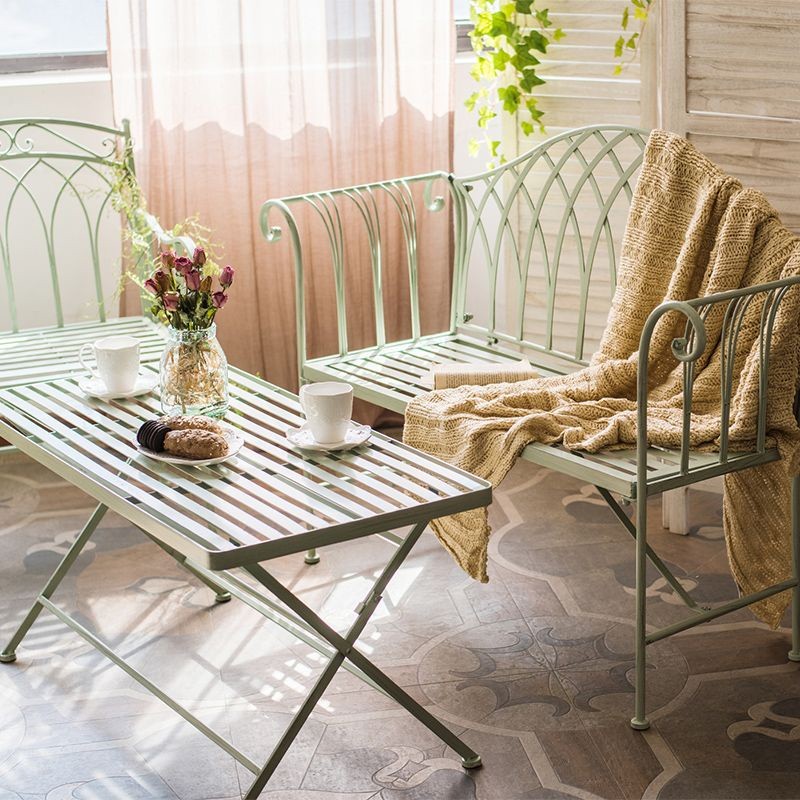 Tea iron table and chair furniture double chair table foldable coffee table side table outdoor table
