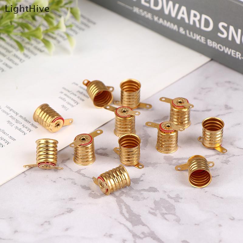 [LightHive] 10 ชิ้น E10 โคมไฟทองแดงแบบสกรูฐานหลอดไฟขนาดเล็กไฟฟ้าผู้ถือโคมไฟลูกปัดบ้านวงจรการทดลองอุปกรณ์ทดสอบไฟฟ้า (TH)