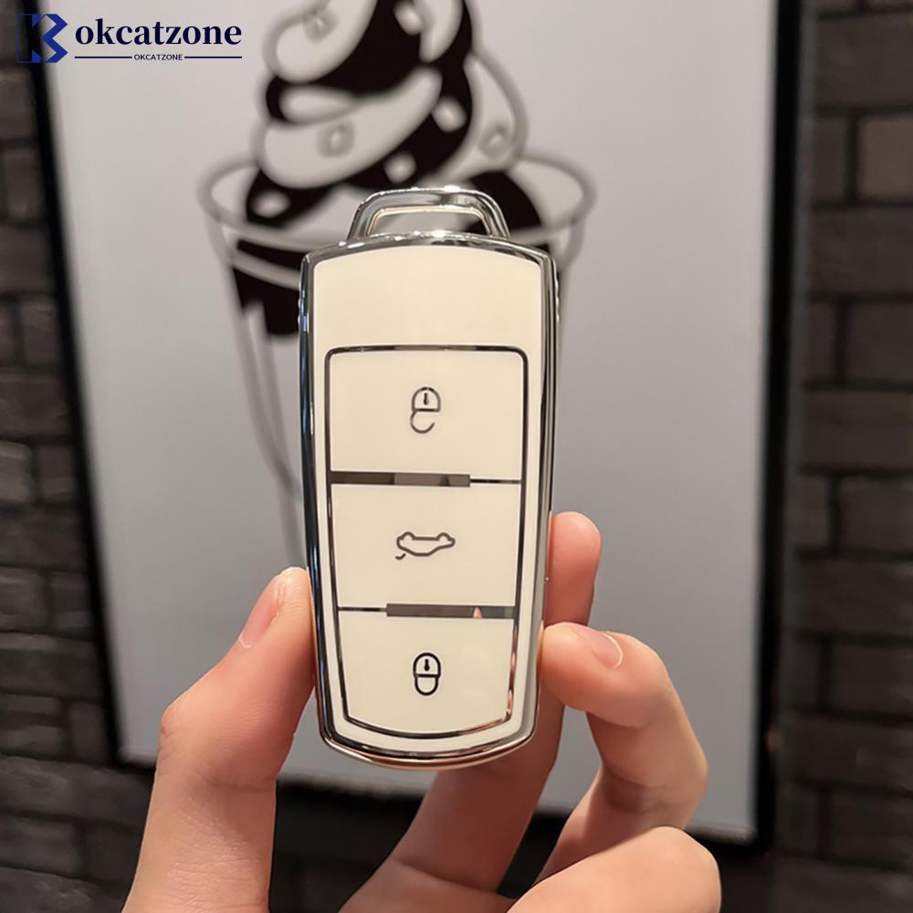 OKCATZONE TPU ฝาครอบกุญแจรถคีย์ปกป้องสําหรับ Volkswagen VW CC Passat B6 B7 3C CC Maogon R36 B5 B7L ร