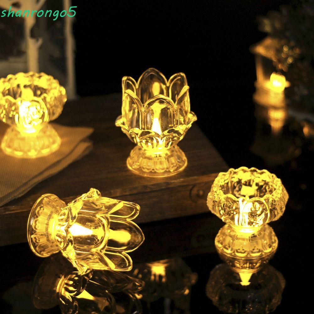 ZONAL 2 ชิ้นโคมไฟเทียนดอกบัว, LED โปร่งใสโคมไฟอิเล็กทรอนิกส์, Creative Warm Yellow Light อิเล็กทรอนิกส์สูงขาวัดเทียนตกแต่งโต๊ะไฟตกแต่ง