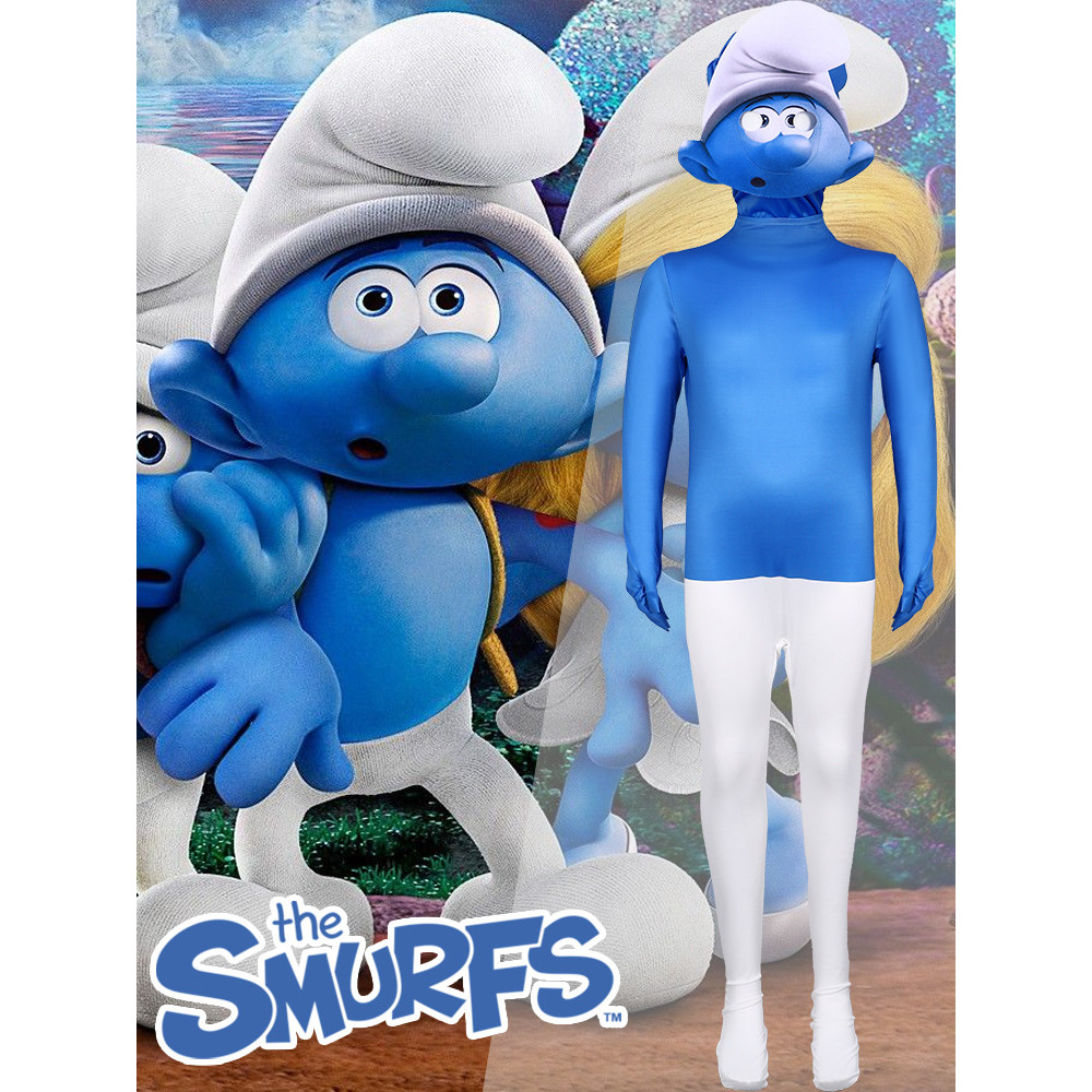 ชุดคอสเพลย์ Smurf สำหรับ HALLOWEEN แบบบอดี้สูท พร้อมใช้งานในการแสดง