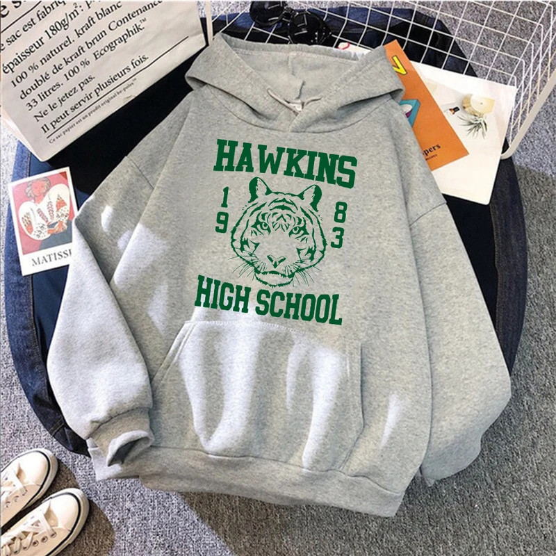Hawkins High School Tiger Hoodie - สวัสดีทีม Hellfire Club พร้อมเสื้อกันหนาวแบบฮู้ดสำหรับหนุ่มเซิร์ฟ