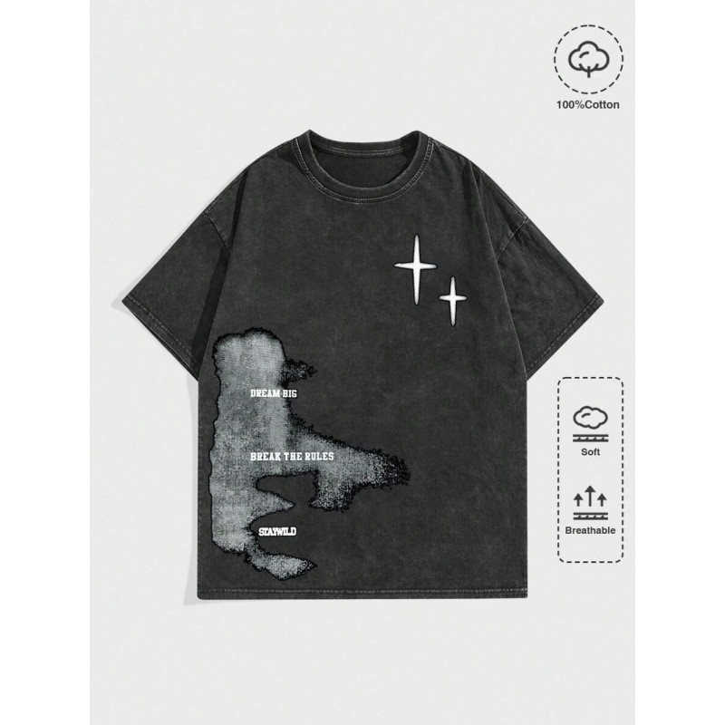 2026美式复古ROMWE MEN Street Life Mens High Street Vintage AcidCOD ZZ9D