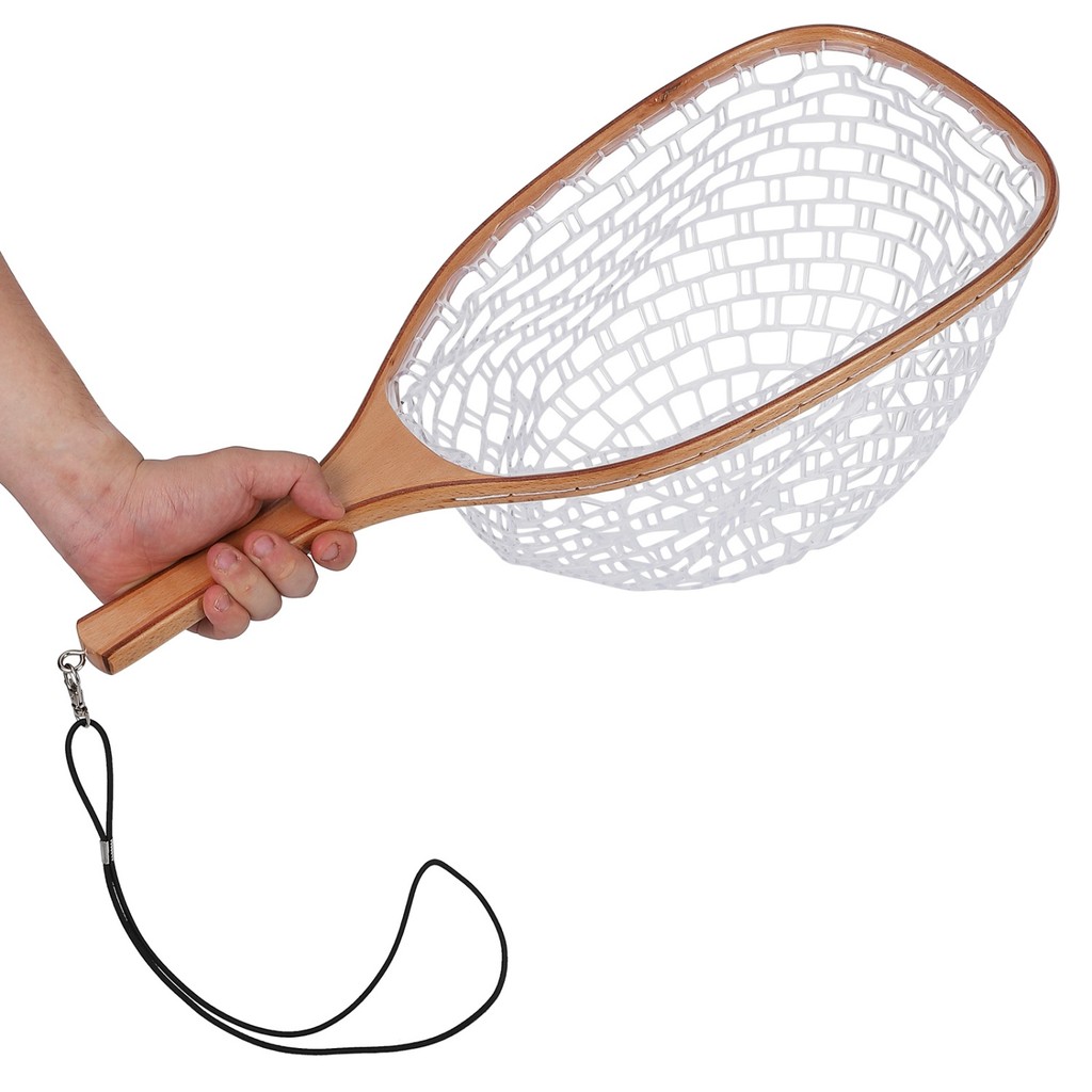 Fly Fishing Net, Trout Net, Wooden Frame Fly Fishing Landing Net for Catch and Release, Fly Fishing 