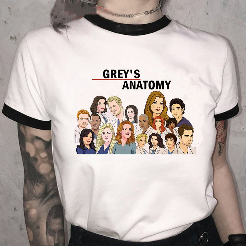 เกาหลีเกาหลี 2026Greys Anatomy Tshirt Internship หมอสีเทาพิมพ์ Merchandise แขนสั้นผู้ชายผู้หญิงฤดูร้