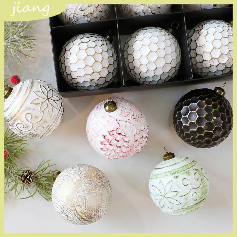 JN 12 ชิ้น Retro คริสต์มาส Baubles 8 เซนติเมตร Shatterproof คริสต์มาสแขวนเครื่องประดับสําหรับพวงหรีด