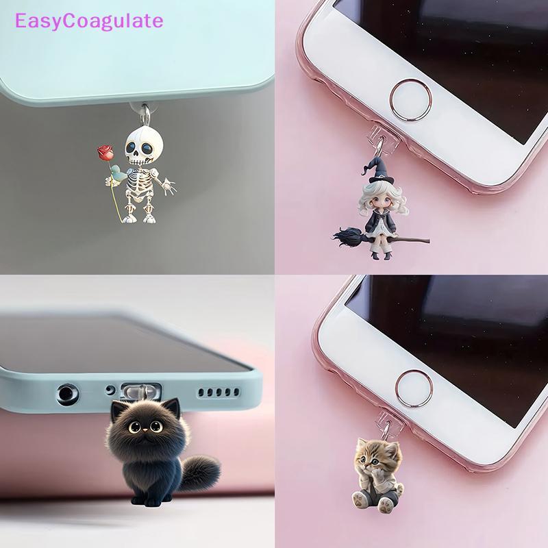 Eas โทรศัพท์มือถือปลั๊กฝุ่น Pendan น่ารักสุนัข Shamrock ตกแต่งจี้สําหรับ Type-C ชาร์จพอร์ต Anti-Dust Plug Ate