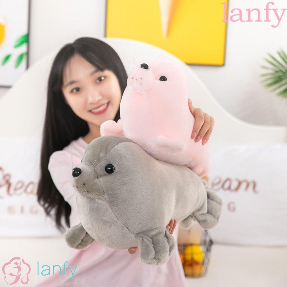 LANFY Seal ตุ๊กตาตุ๊กตา, หมอนสัตว์ Fluffy Seal Plush ตุ๊กตาของเล่น, Cozy Fur Soft Comfy Sea Lion Plu