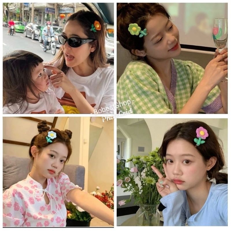 กิ๊บดอกไม้น่ารัก แพค 2 ชิ้น ติดผมแบบปากเป็ด สวยทุกสี