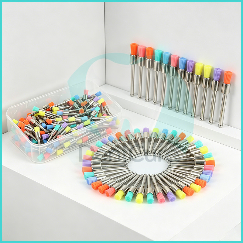 100Pcs/Box Disposable Dental Polisher Nylon Bristle Brush Polishing Polisher Cup Teeth Whitening Prophy Brushes