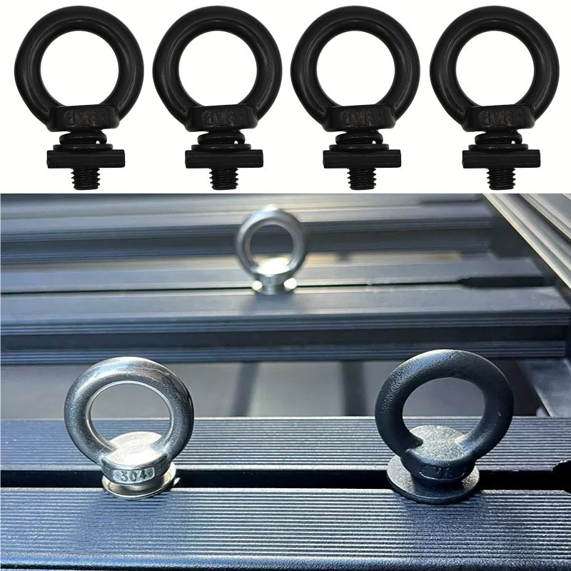 304 สแตนเลสสตีลสีดําแหวนสกรูเหมาะสําหรับหลังคาแพลตฟอร์มกระเป๋าเดินทาง Rack Extension T-Slot แหวนอุปก