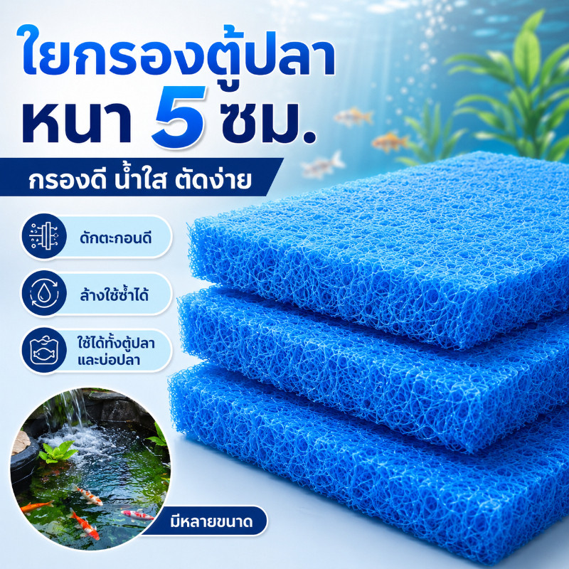 COD ฟิวเตอร์แมทใยหยาบ หนาพิเศษ 5 ซม. ชนิดหยาบ ดักตะกอนในบ่อได้ดี รองรับน้ำหนักได้ดี เหมาะกับบ่อปลา บ่อกรองน้ำ