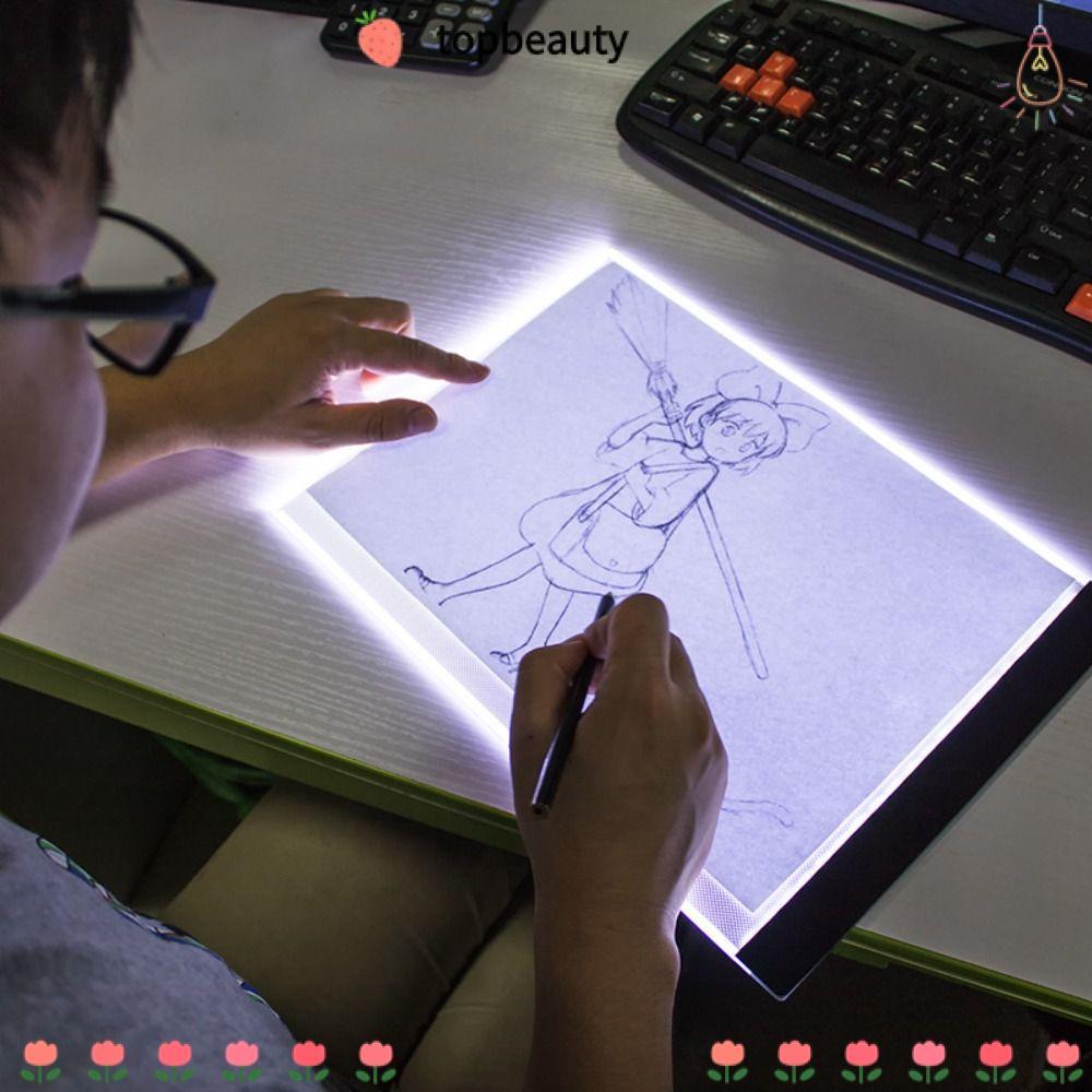 Topbeauty กระดานแผ่นคัดลอกการวาดภาพ, A4/A5 แผ่นรองภาพวาดแอนิเมชั่นหรี่แสงได้ 3 ระดับ, แผ่นรองไฟ Led สร้างสรรค์สําหรับเด็กแบบปรับได้