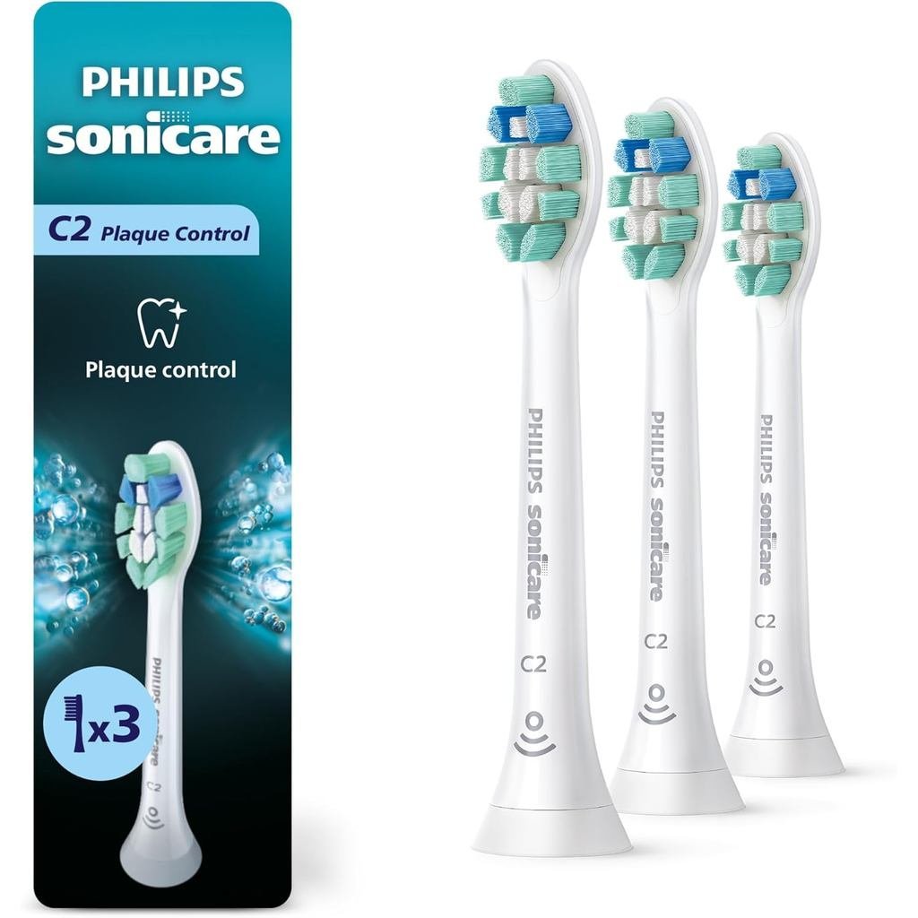 Philips Sonicare C2 Plaque Control - หัวแปรงสีฟันไฟฟ้าทดแทนของแท้ , 3 แพ็ค, HX9023/65 JKCA