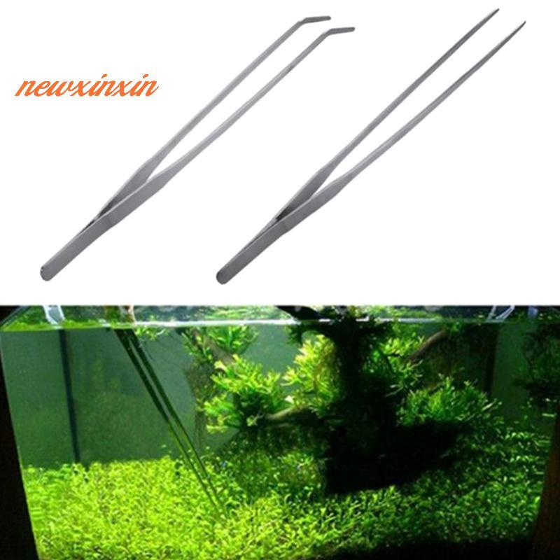 [NT-t] สแตนเลส Aquarium s คีมถังปลาพืช Aquascape เครื่องมือตรงคีมโค้งคลิปน้ําให้อาหารแหนบ 27 ซม. [ใหม่]