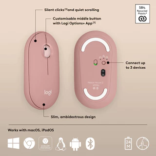Saleเมาส์ไร้สาย Logitech M350 Pebble - Slim Silent Bluetooth & USB 2.4G Dual Mode สําหรับแล็ปท็อป/แท็บเล็ต/พีซี แบตเตอรี่ 18 เดือน ดีไซน์ทันสมัย (Graphite/Rose/Blue)