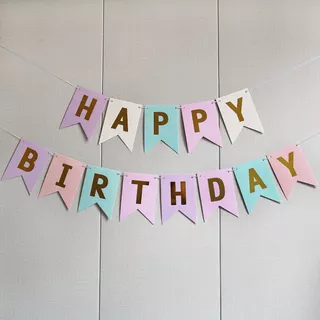 ป้ายวันเกิด Happy Birthday (ส่งเร็วจากกรุงเทพ) ความยาวรวม 1.5- 2 เมตร พร้อมริบบิ้น สินค้าเป็นกระดาษแข็ง ธงวันเกิด