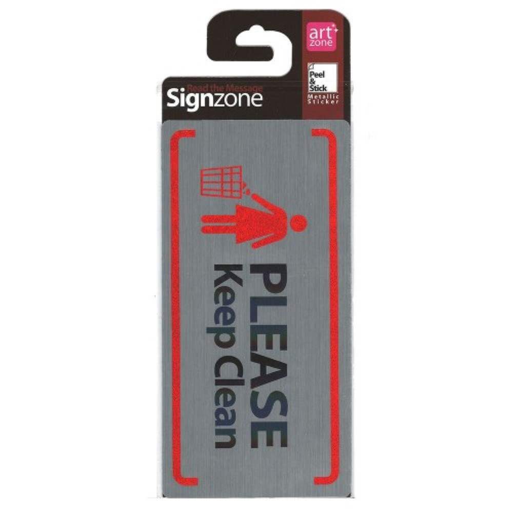 Signzone Peel & Stick Metallic Sticker - PLEASE Keep Clean (R01-76)