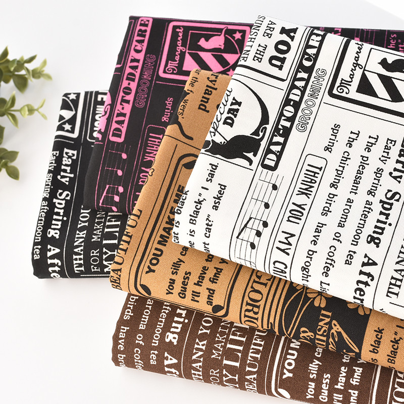 FUWARI ญี่ปุ่นนําเข้าผ้าหนังสือพิมพ์แมวผ้าฝ้ายแท้การ์ตูนพิมพ์ผ้าชุด DIY Handmade Home