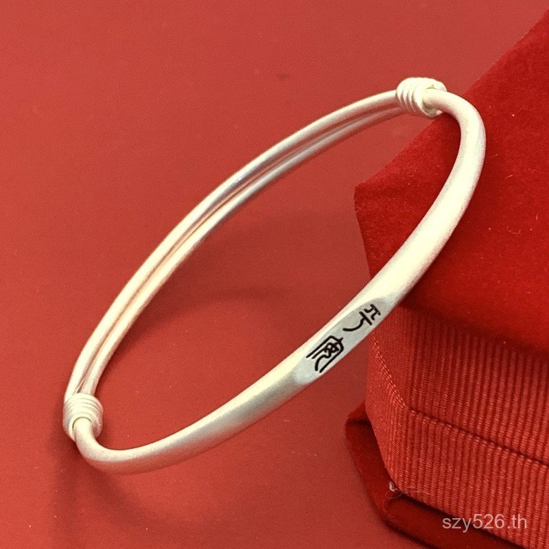 สร้อยข้อมือเงินบริสุทธิ์ 9999 ออกแบบวงกลมเรียบ ปรับขนาดได้ ทำมืออย่างประณีth KMIK