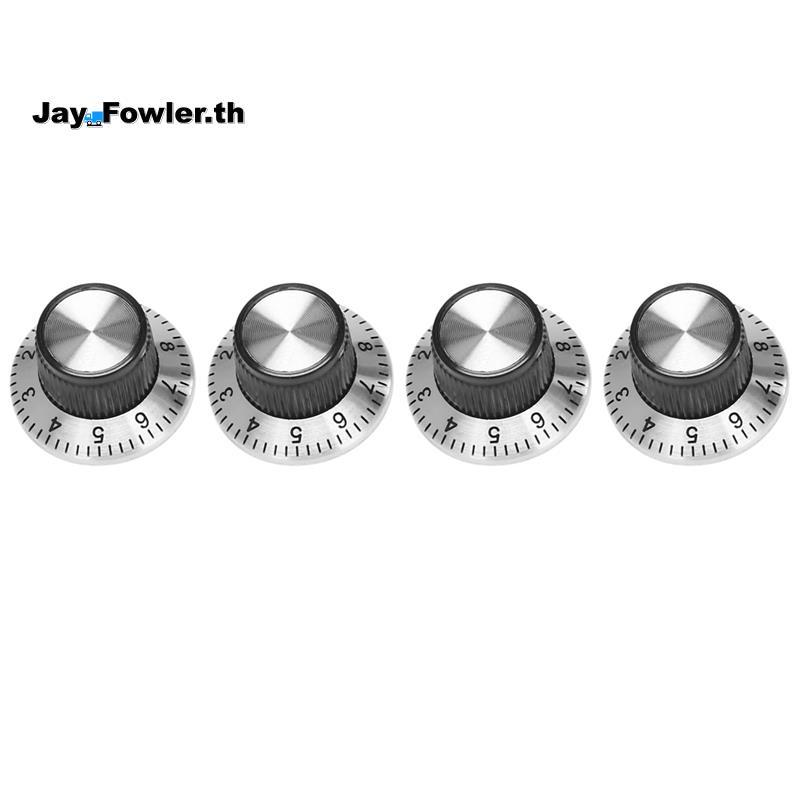 [Jay_Fower]4 x potentiometer ลูกบิดโลหะหม้อพร้อมจานหมุน 0-9 สําหรับลูกบิดเพลา 6 มม.