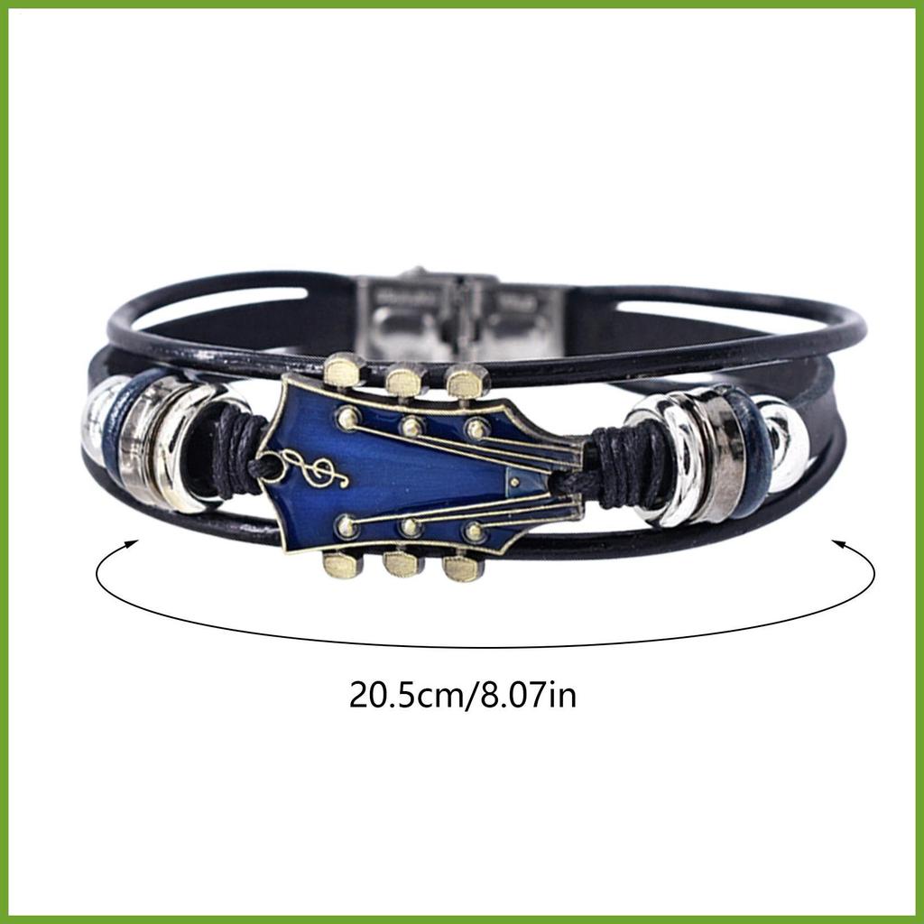 สร้อยข้อมือกีต้าร์ Rock สไตล์กีตาร์รูปร่างสายรัดข้อมือธีมเพลงเครื่องประดับแฟชั่น Hand-ทอ Multilayer สายรัดข้อมือ huizoth - รูปที่ 3